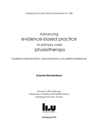 Advancing evidence-based practice in primary care physiotherapy