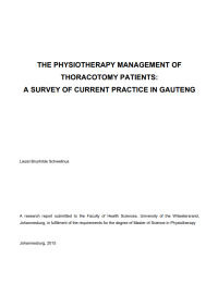Image of THE PHYSIOTHERAPY MANAGEMENT OF THORACOTOMY PATIENTS: A SURVEY OF CURRENT PRACTICE IN GAUTENG