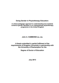 A critical pedagogic approach to understanding how students construct gender identities in an undergraduate physiotherapy programme in the United Kingdom