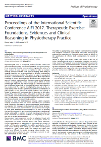 Proceedings of the International Scientific Conference AIFI 2017 : Therapeutic Exercise: Foundations, Evidences and Clinical Reasoning in Physiotherapy Practice (Meeting Abstracts)