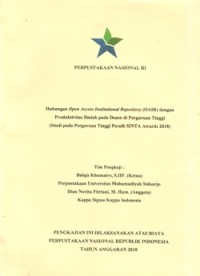 Hubungan Open Access Institutional Repository (OAIR) dengan Produktivitas Ilmiah pada Dosen di Perguruan Tinggi (Studi pada Perguruan Tinggi Peraih SINTA Award 2018)
