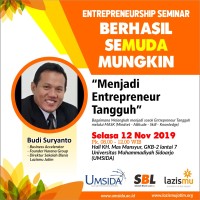 Image of Entreprenership Seminar Berhasil Semuda Mungkin : Menjadi Entrepreneur Tangguh