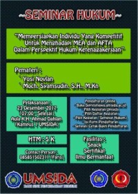 Image of SEMINAR HUKUM : MEMPERSIAPKAN INDIVIDU YANG KOMPETITIF UNTUK MENGHADAPI MEA DAN AFTA DALAM PERSPEKTIF HUKUM KETENAGAKERJAAN